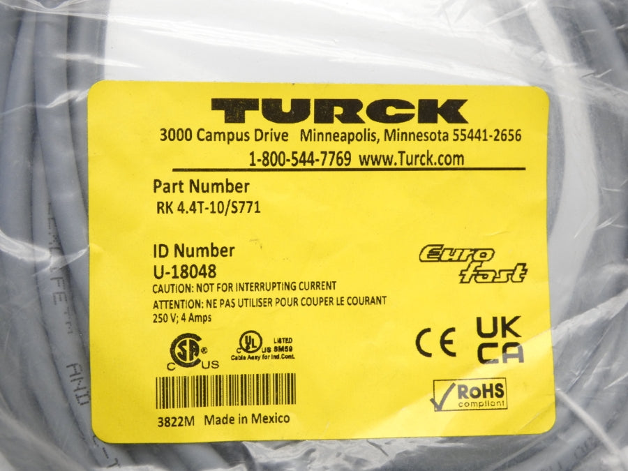 TURCK RK4.4T-10/S771 U-18048 250V 4A NSMP