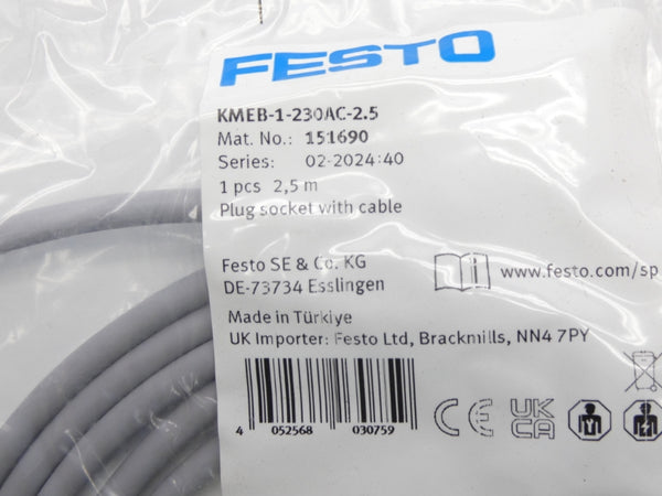 FESTO KMEB-1-230AC-2.5 151690 2.5M NSMP