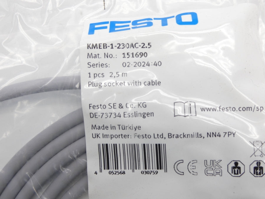 FESTO KMEB-1-230AC-2.5 151690 2.5M NSMP