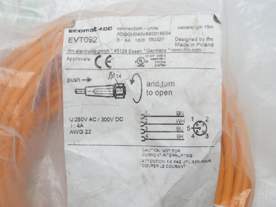 IFM EFECTOR ADOGH040VAS0015E04 EVT092 300VDC 4A NSMP