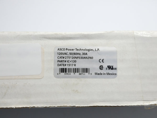 ASCO 275120NF030AN3N0 IC+130 120VAC 30A NSMP