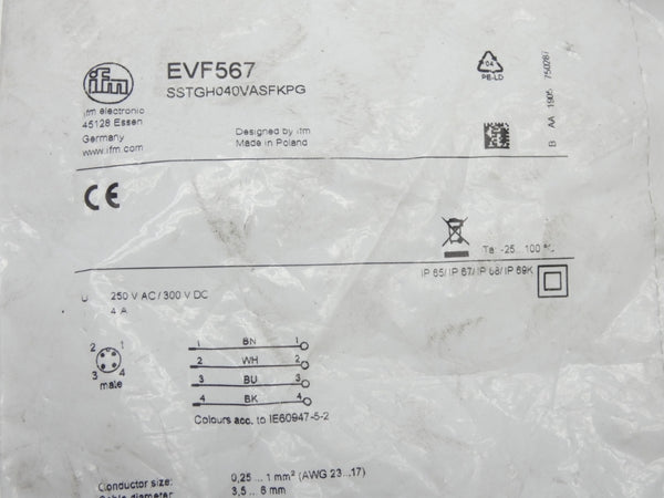 IFM EFECTOR SSTGH040VASFKPG EVF567 300VDC 4A NSMP