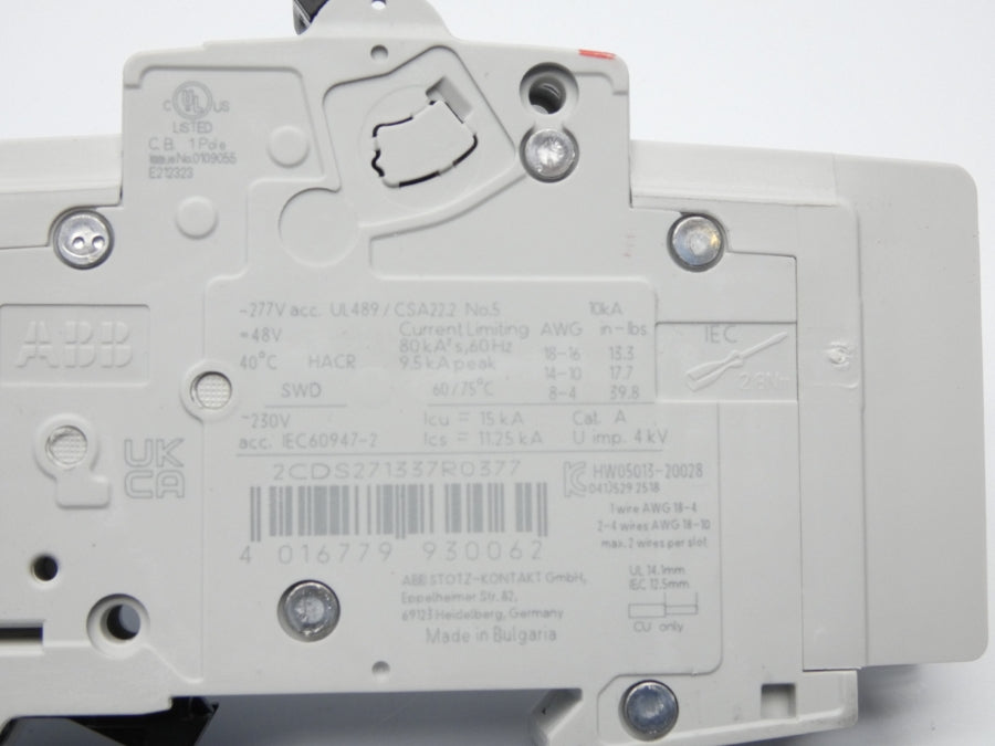 ABB 2CSDS271337R0377 SU201M-K6 277VAC 6A NSMP