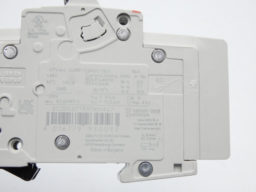 ABB 2CDS271337R0427 SU201M-K10 277VAC 10A NSMP