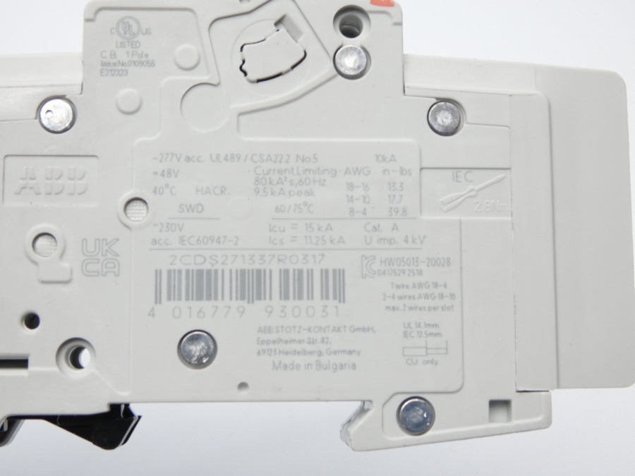 ABB 2CDS271337R0317 SU201M-K3 277VAC 3A NSMP