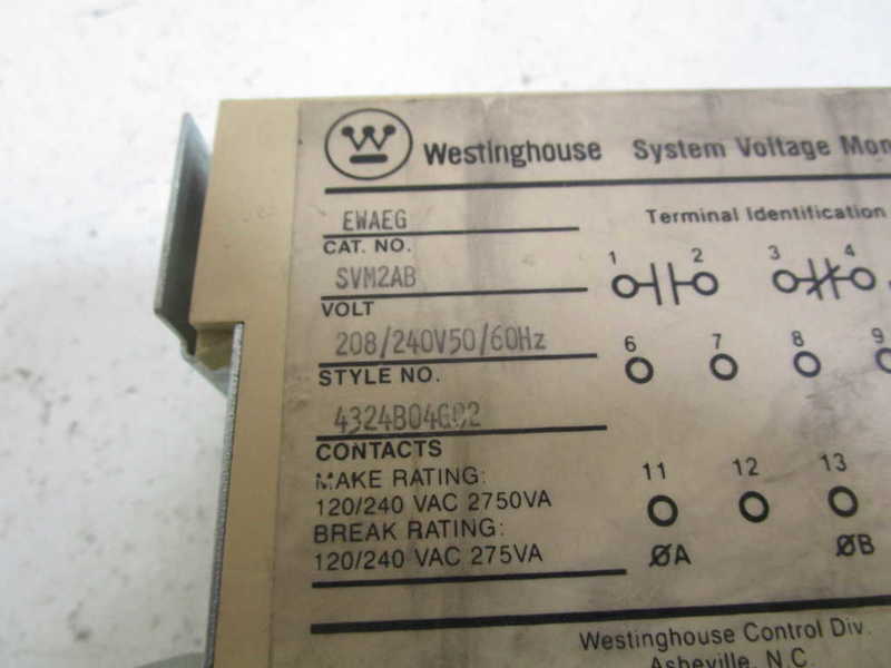 WESTINGHOUSE 208/240V RELAY 4324B04G02 UNMP