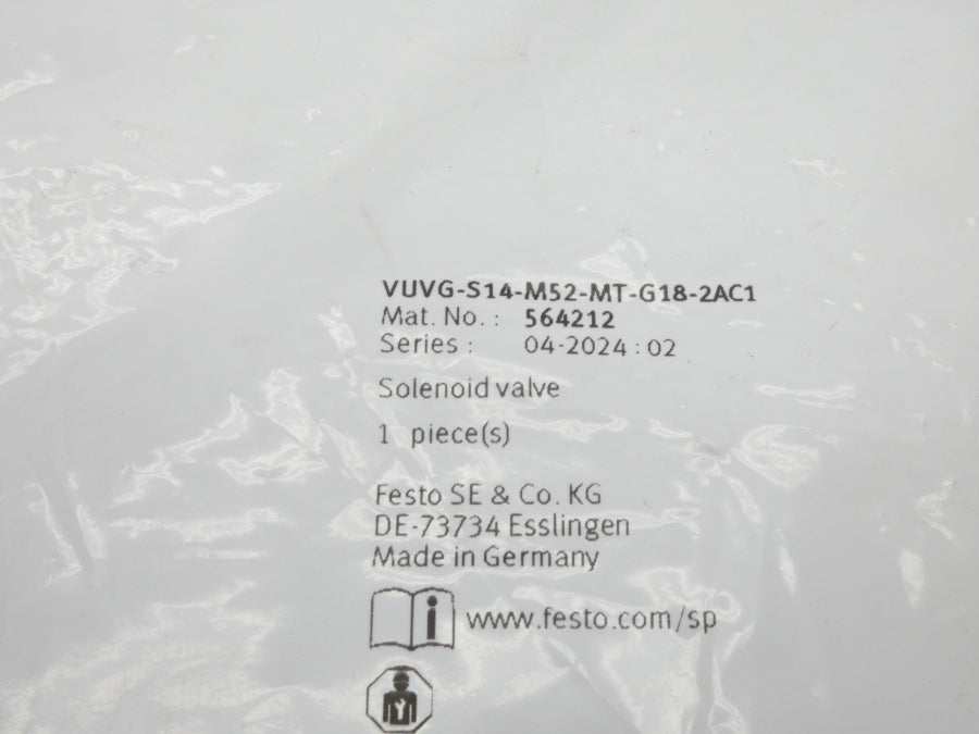 FESTO VUVG-S14-M52-MT-G18-2AC1 564212 110VAC NSMP