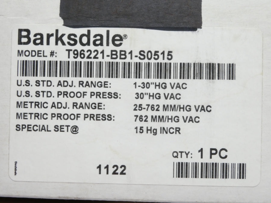 BARKSDALE T96221-BB1-S0515 125/250VAC 5A NSMP
