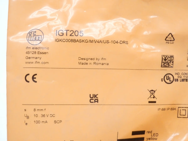 IFM EFECTOR IGKC008BASKG/M/V4A/US-104-DRS IGT205 10-36VDC NSMP