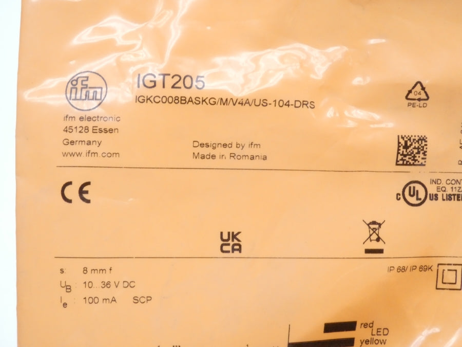 IFM EFECTOR IGKC008BASKG/M/V4A/US-104-DRS IGT205 10-36VDC NSMP