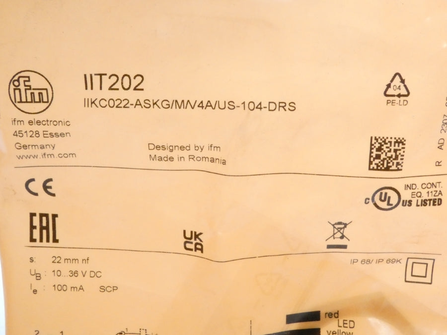 IFM EFECTOR IIKC022-ASKG/M/V4A/US-104-DRS IIT202 10-36VDC NSMP