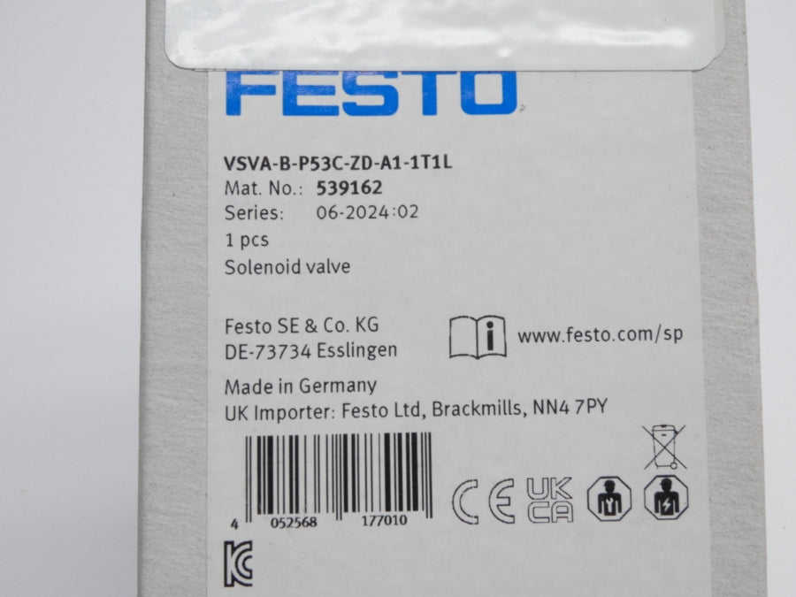 FESTO VSVA-P53C-ZD-A1-1T1L 539162 43.5-145PSI 24VDC NSMP