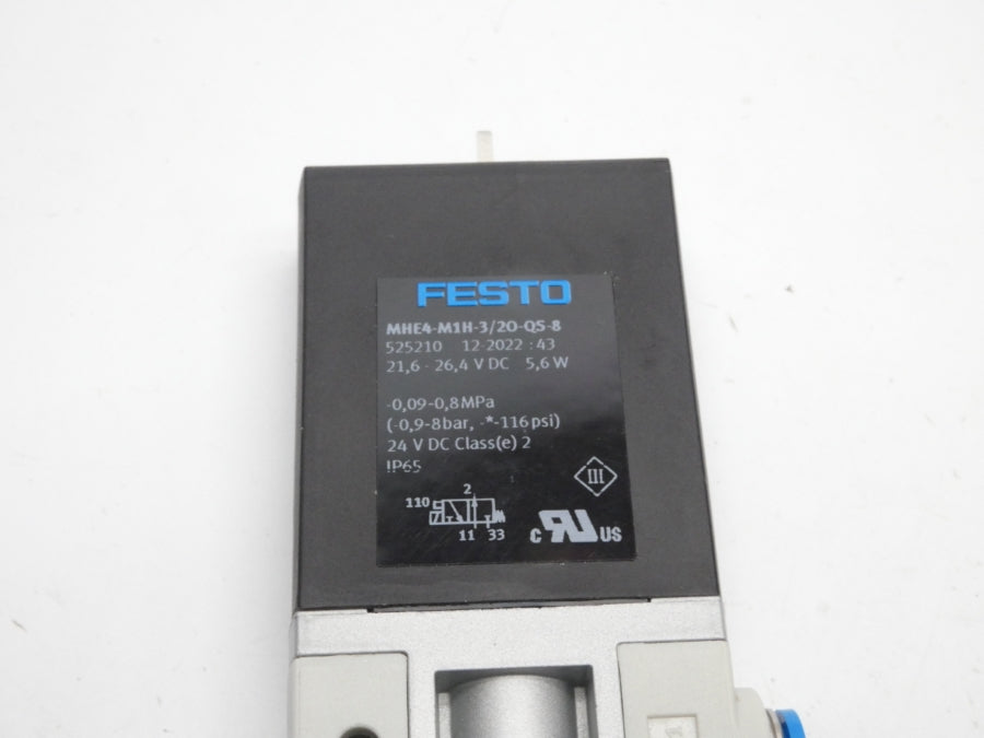 FESTO MHE4-M1H-3/2O-QS-8 525210 24VDC 116PSI NSMP