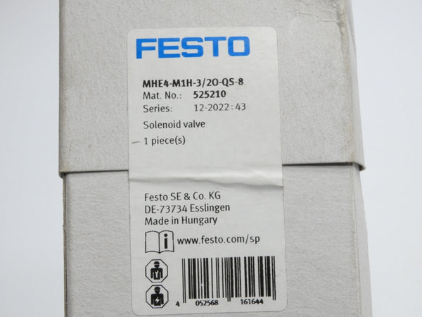 FESTO MHE4-M1H-3/2O-QS-8 525210 24VDC 116PSI NSMP