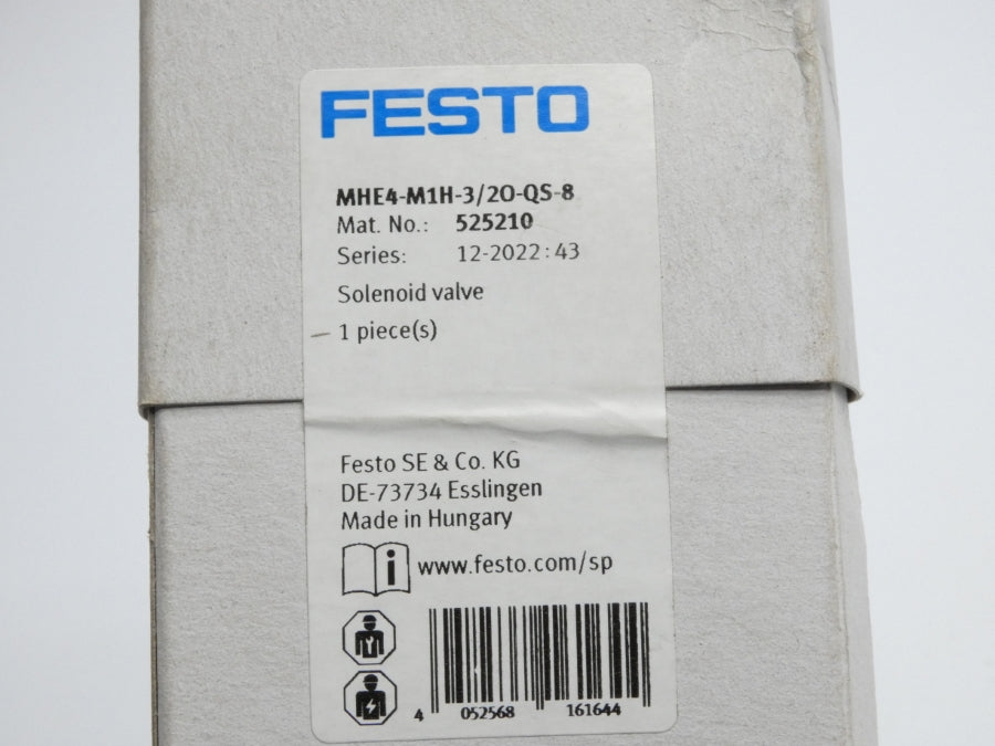 FESTO MHE4-M1H-3/2O-QS-8 525210 24VDC 116PSI NSMP