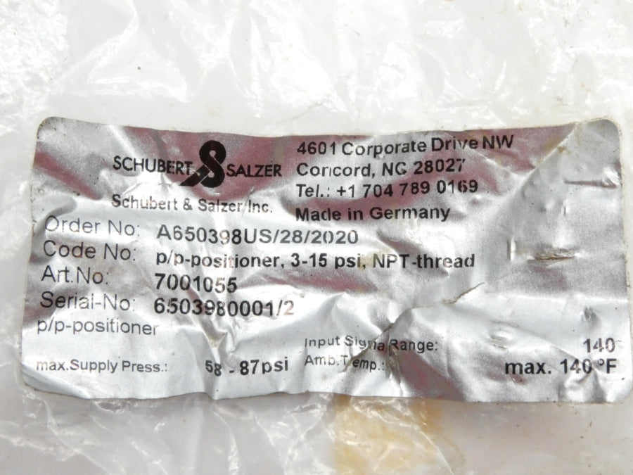 SCHUBERT&SALZER 7001055 3-15PSI NSMP