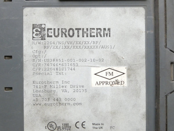 EUROTHERM 2204/NS/VH/XX/XX/RF/RF/XX/1XX/XXX/XXXXX/AU91/ 100-240VAC 2A UNMP