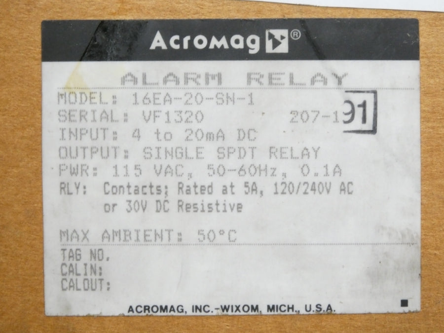 ACROMAG 16EA-20-SN-1 115VAC 0.1A NSMP