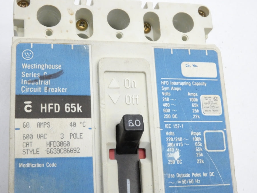 WESTINGHOUSE HFD3060 SER. C 600VAC 60A (AS PICTURED) UNMP