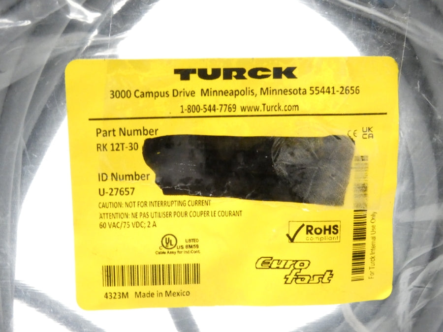 TURCK RK12T-30 U-27657 60VAC/75VDC 2A NSMP