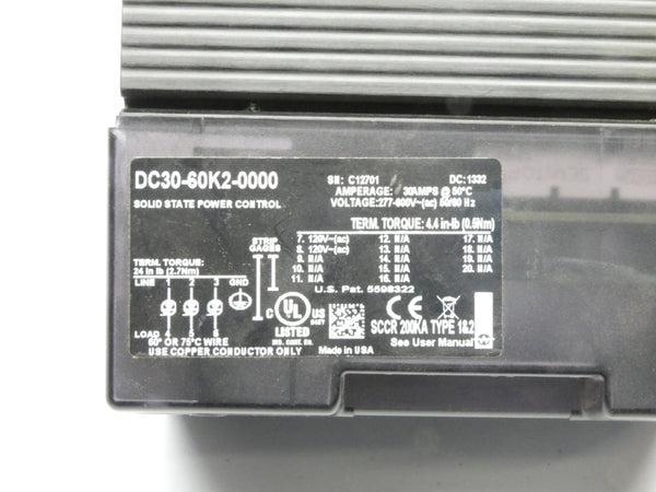 WATLOW DC30-60K2-0000 277-600VAC 30A (AS PICTURED) UNMP