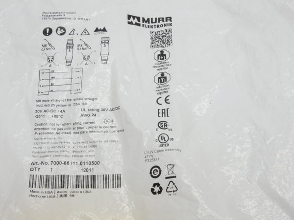 MURR ELEKTRONIK 7000-88011-0110500 30VAC/DC 4A NSMP