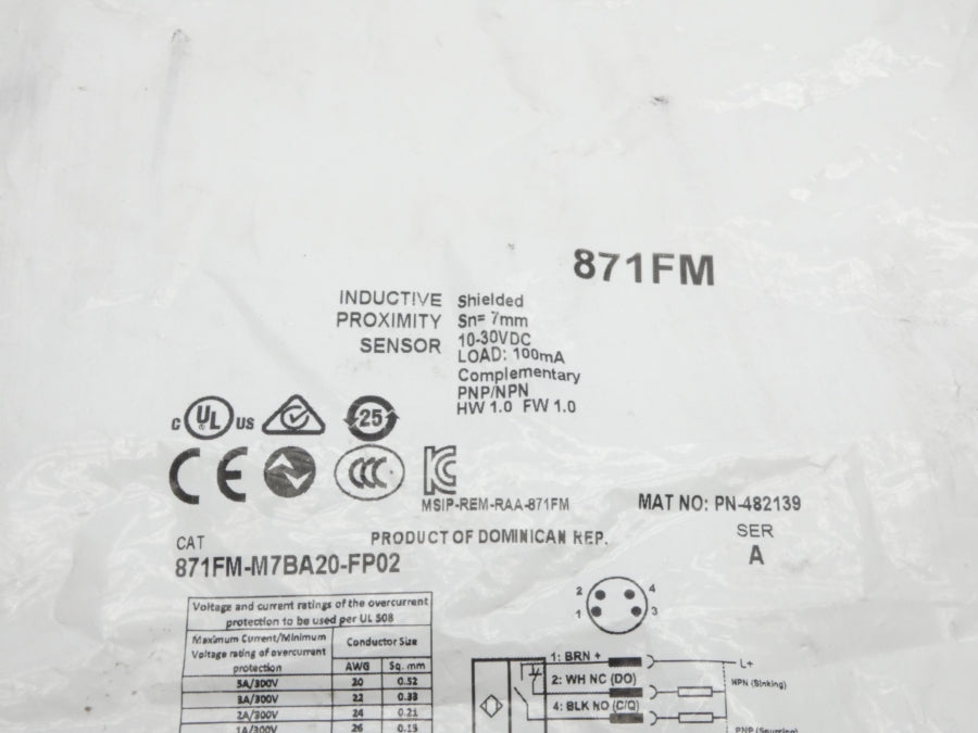 ALLEN BRADLEY 871FM-M7BA20-FP02 SER. A F/W 1.0 10-30VDC NSMP