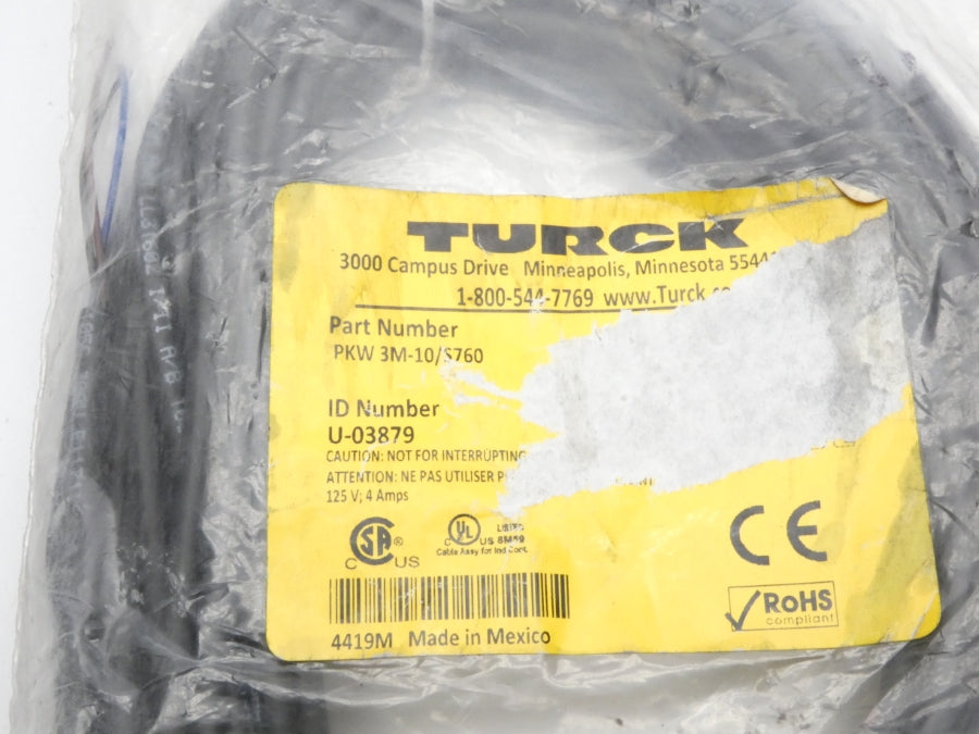 TURCK PKW3M-10/S760 U-03879 125V 4A NSMP
