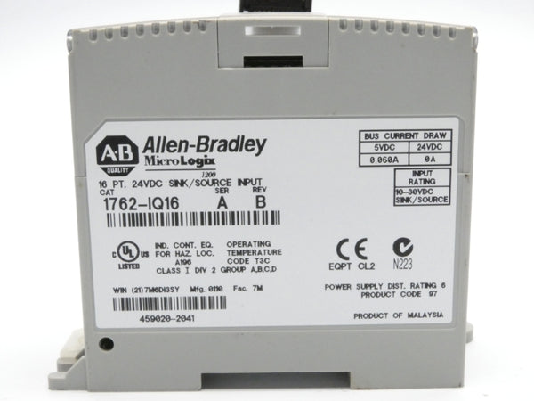 ALLEN BRADLEY 1762-IQ16 SER. A REV. B 24VDC NSNP