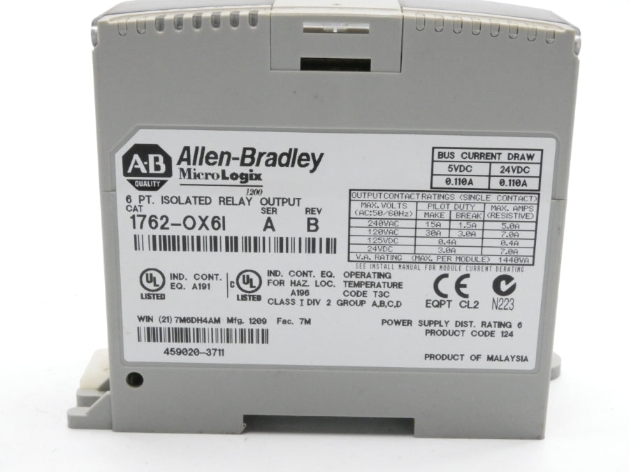 ALLEN BRADLEY 1762-OX6I SER. A REV. B 240VAC 30A NSNP