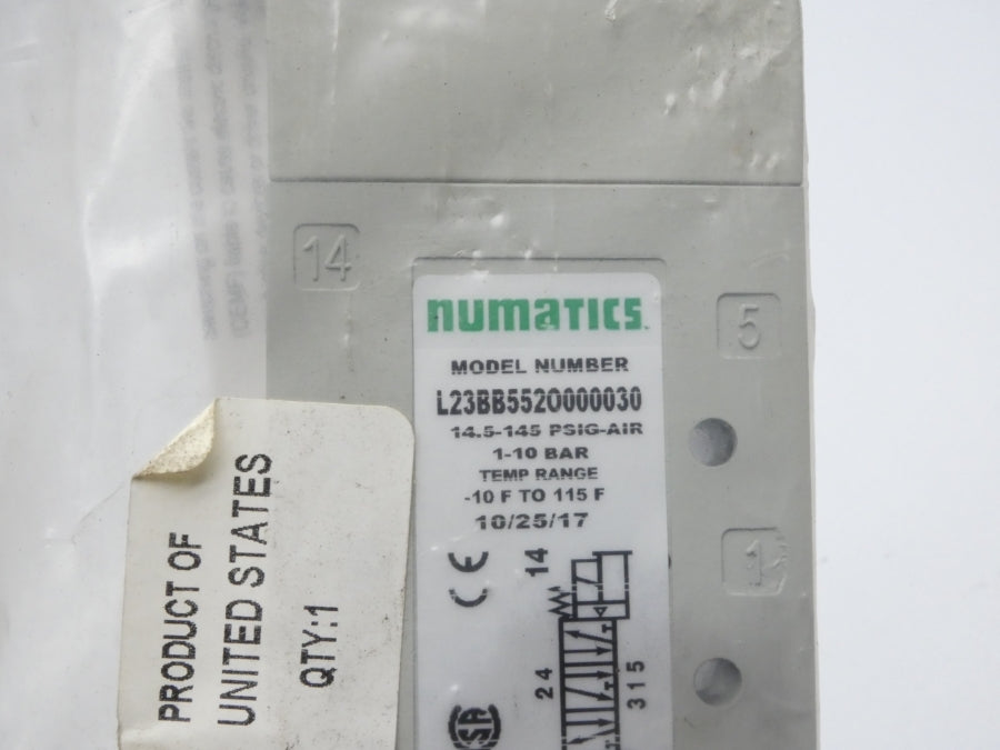 NUMATICS L23BB552O000030 100-115/110-120V .07A 14.5-145PSI NSMP