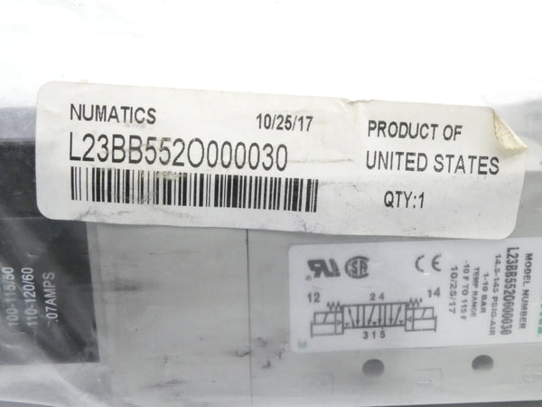 NUMATICS L23BB552O000030 100-115/110-120V .07A 14.5-145PSI NSMP