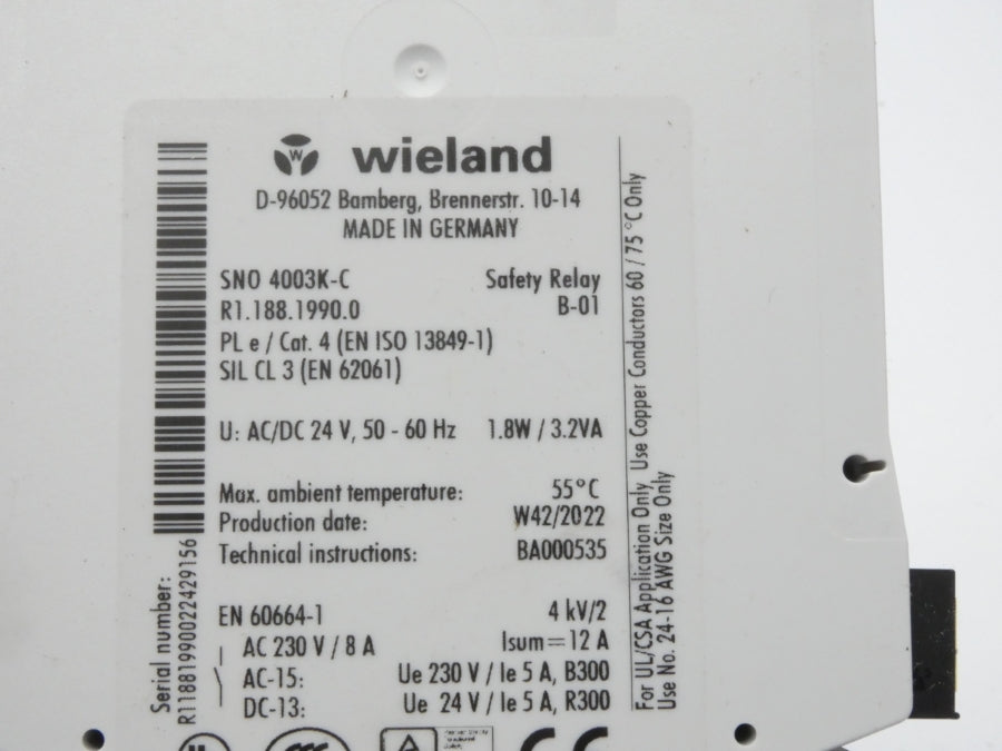 WIELAND R1.188.1990.0 24V 12A NSMP