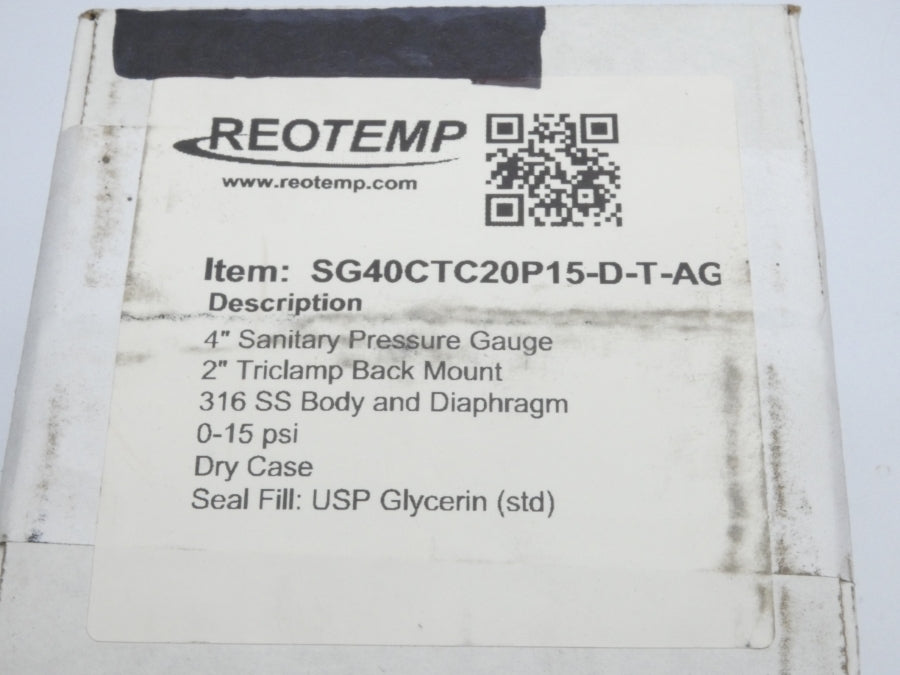 REOTEMP SG40CTC20P15-D-T-AG 0-15PSI NSFS
