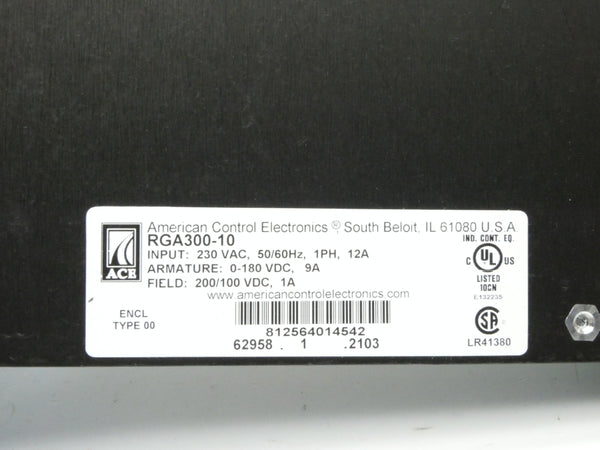 AMERICAN CONTROL ELECTRONICS RGA300-10 230VAC 12A NSMP