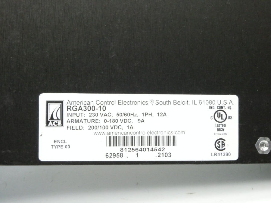 AMERICAN CONTROL ELECTRONICS RGA300-10 230VAC 12A NSMP