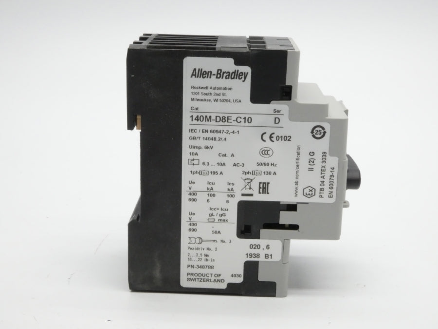 ALLEN BRADLEY 140M-D8E-C10 SER. D 690V 6.3-10A (WH) NSMP
