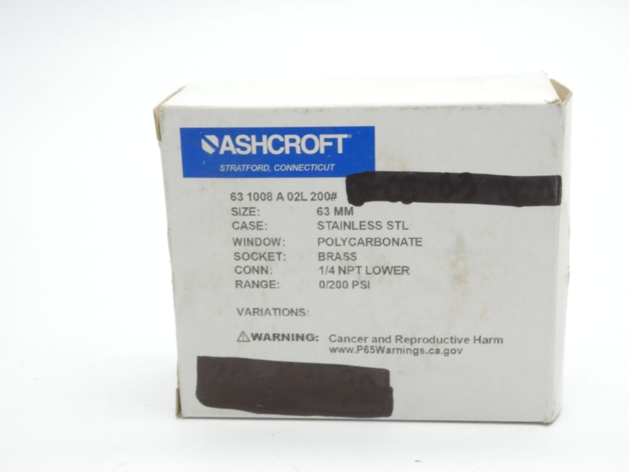 ASHCROFT 631008A02L200# 0/200PSI NSMP