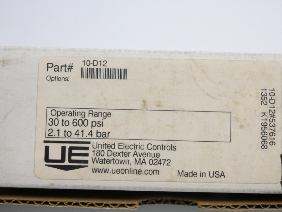 UNITED ELECTRIC 10-D12 250VAC 5A 30-600PSI NSMP