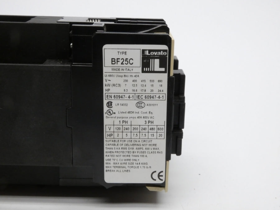 LOVATO 11BF25C1024 24VDC 25A (AS PICTURED) NSMP