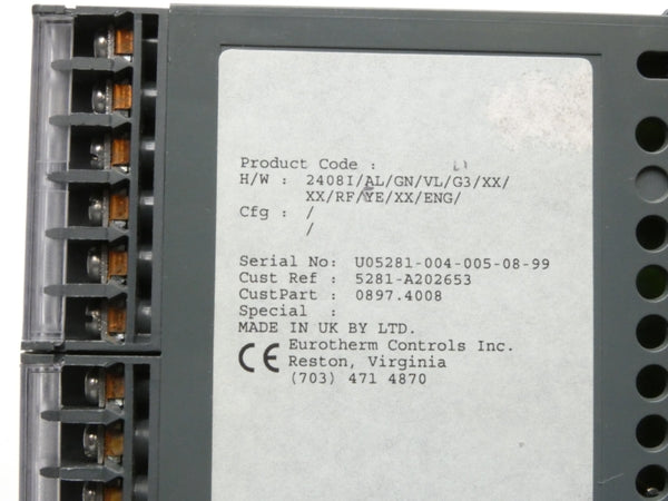 EUROTHERM 2408I/AL/GN/VL/G3/XX/XX/RF/YE/XX/ENG/ 240VAC 2A NSNP