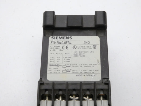 SIEMENS 3TH2040-0FB4 19-40VDC 10A UNMP