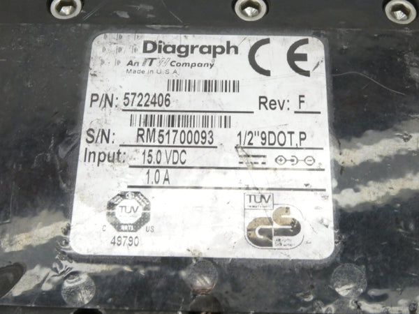 DIAGRAPH 5722406 REV. F 15.0VDC 1.0A UNMP