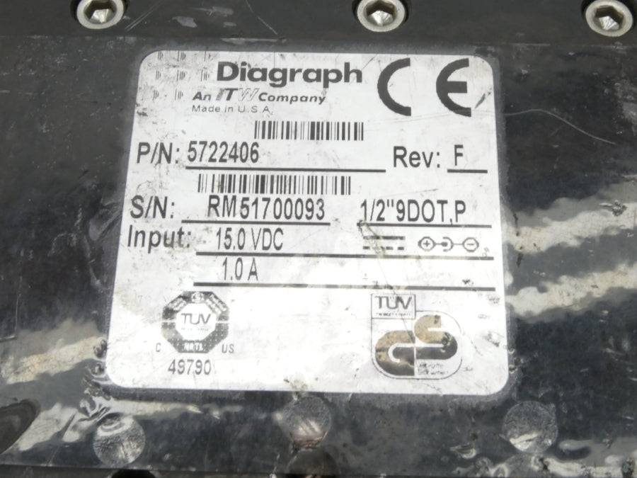 DIAGRAPH 5722406 REV. F 15.0VDC 1.0A UNMP