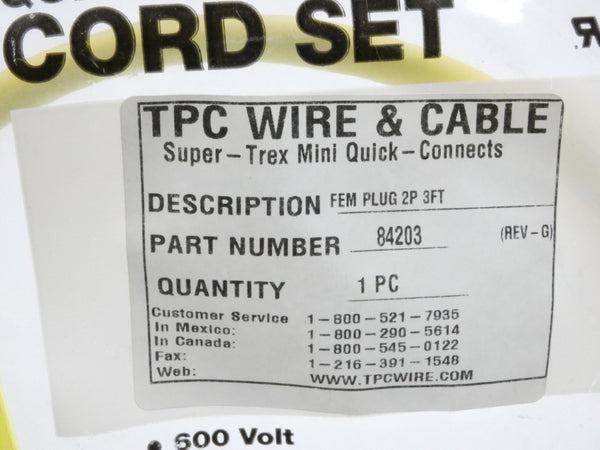 TPC WIRE&CABLE 84203 REV. G 3' NSMP