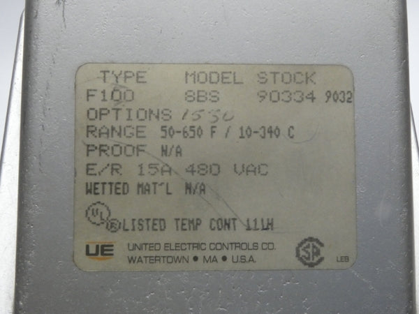 UNITED ELECTRIC F100-8BS 480VAC 15A NSNP
