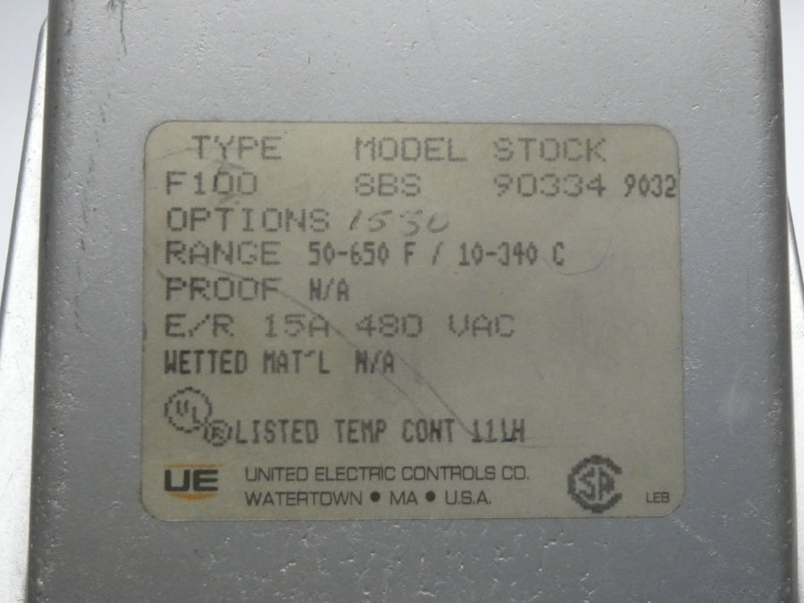 UNITED ELECTRIC F100-8BS 480VAC 15A NSNP