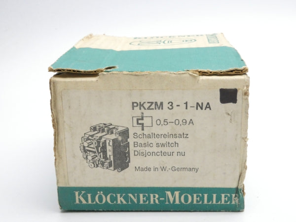 KLOCKNER MOELLER PKZM3-1-NA 600VAC 0.5-0.9A (NO COVER) NSMP