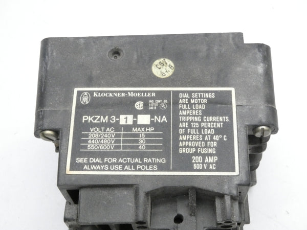 KLOCKNER MOELLER PKZM3-1-NA 600VAC 0.5-0.9A UNMP