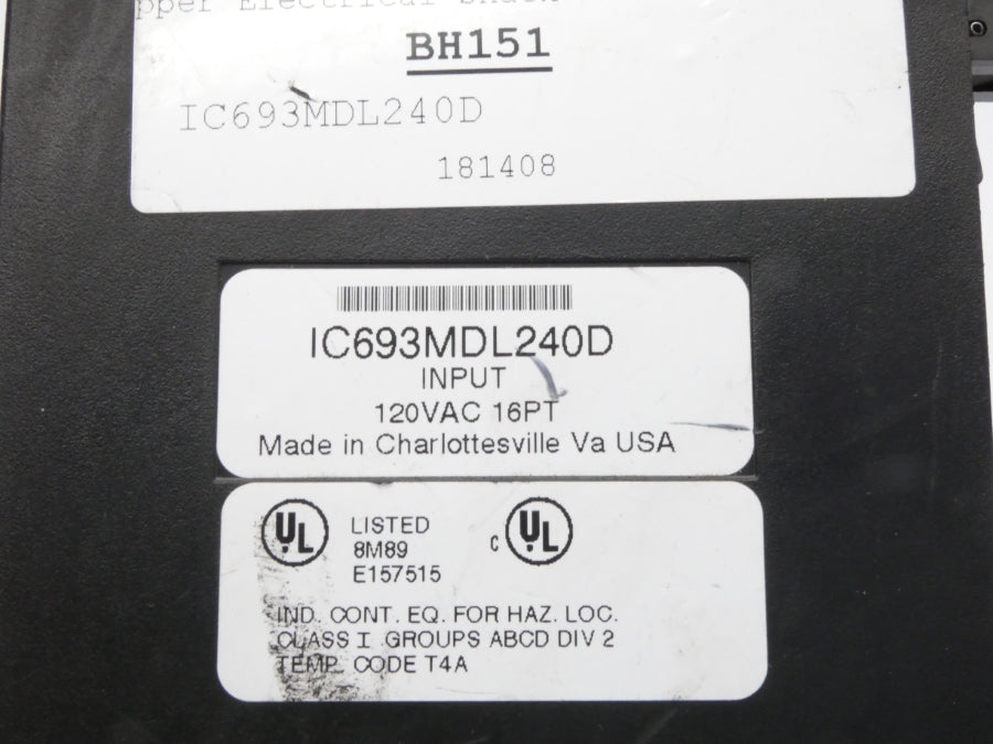 FANUC IC693MDL240D 120VAC (NO TERMINAL) UNMP